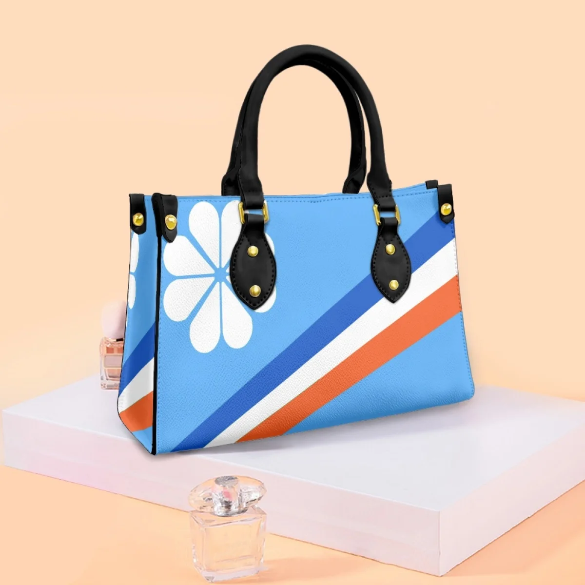 FORUDESIGNS Stripe Print Design Handbag Leather Elegant Island Style Ladies Handbags Simple Advanced Tote Bags New Trendy