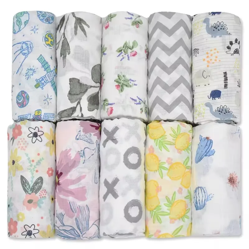 

110x110cm 100%Cotton Baby Swaddles Newborn Blankets Infant Wrap sleepsack Stroller cover Baby Bedding Bath Gauze Towel Swaddle