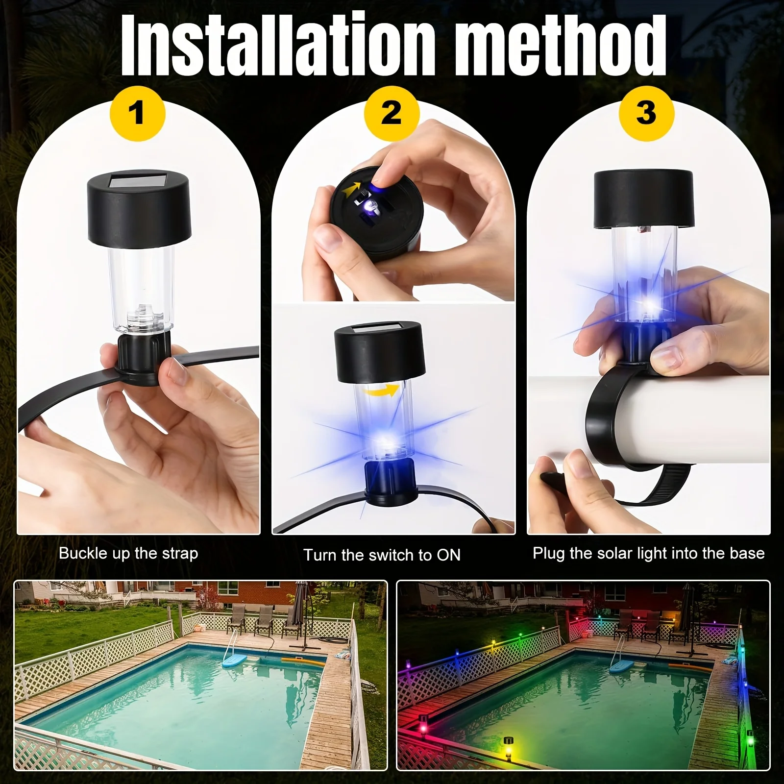 Solar LED Pool Light , PP+ABS Material,Easy Install Solar Pool Lamp Summer For Swimming & Outdoor Decoration IP44 Waterproof