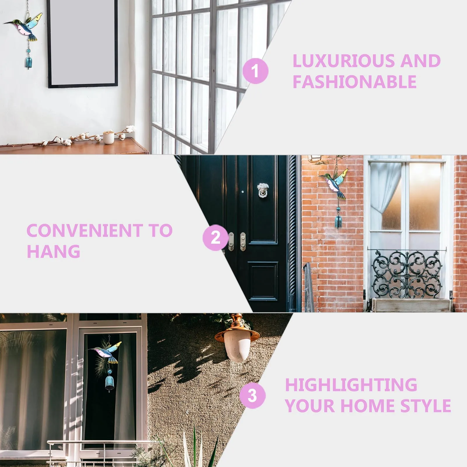 

1Pcs Hummingbird Retro Wind Chime Iron Glass Hanging Decor Vintage Home Decorative Bell Entry Door Chime Retro Doorbell