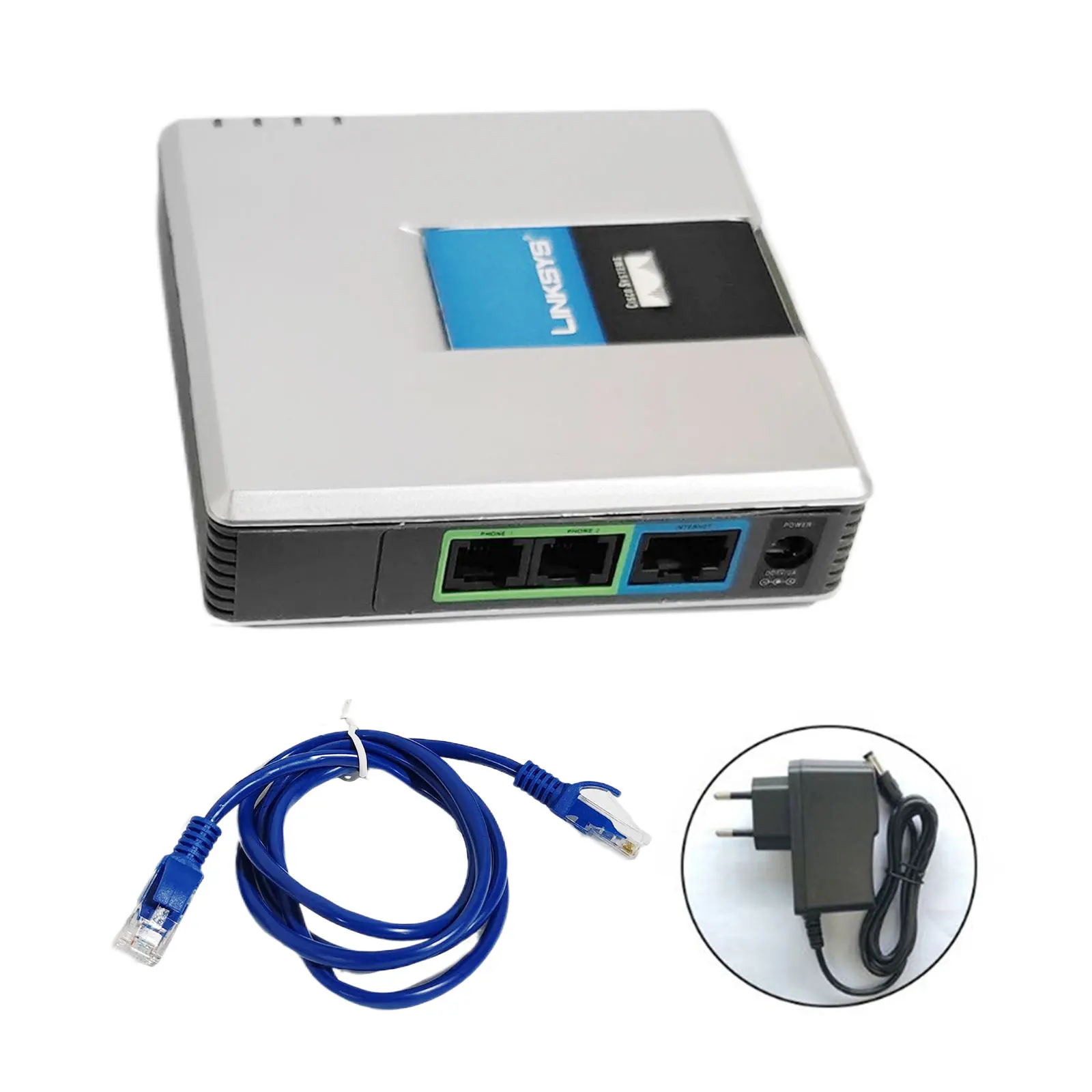 Unlocked Linksys PAP2T VoIP Phone Voice Adapter SIP VoIP Internet Phone Adapter 2 FXS Ports EU Plug