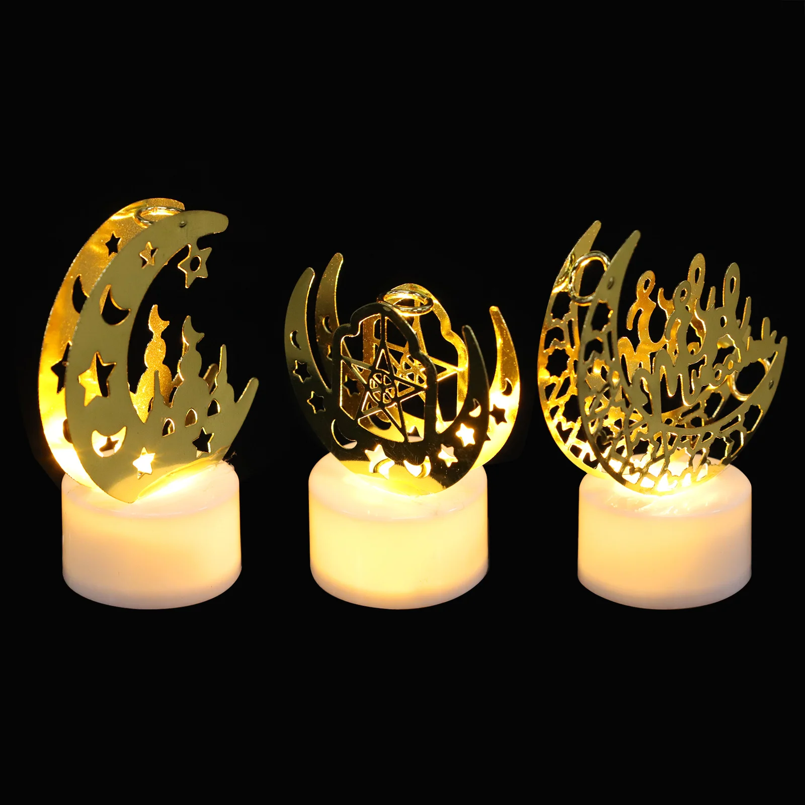 

3pcs Decoration Light Diy Iron Craft Eid Iron Decorations For Ramadan Eid Night Light Hollow Party Decor