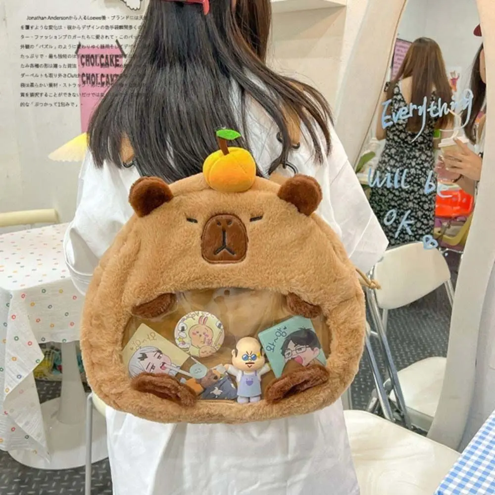 

Portable Shoulder Bag Capybara Itabag Wallet Zipper Bag Transparent Doll Bag Bag Pendant Badge Storage Bag Anime Backpack Women