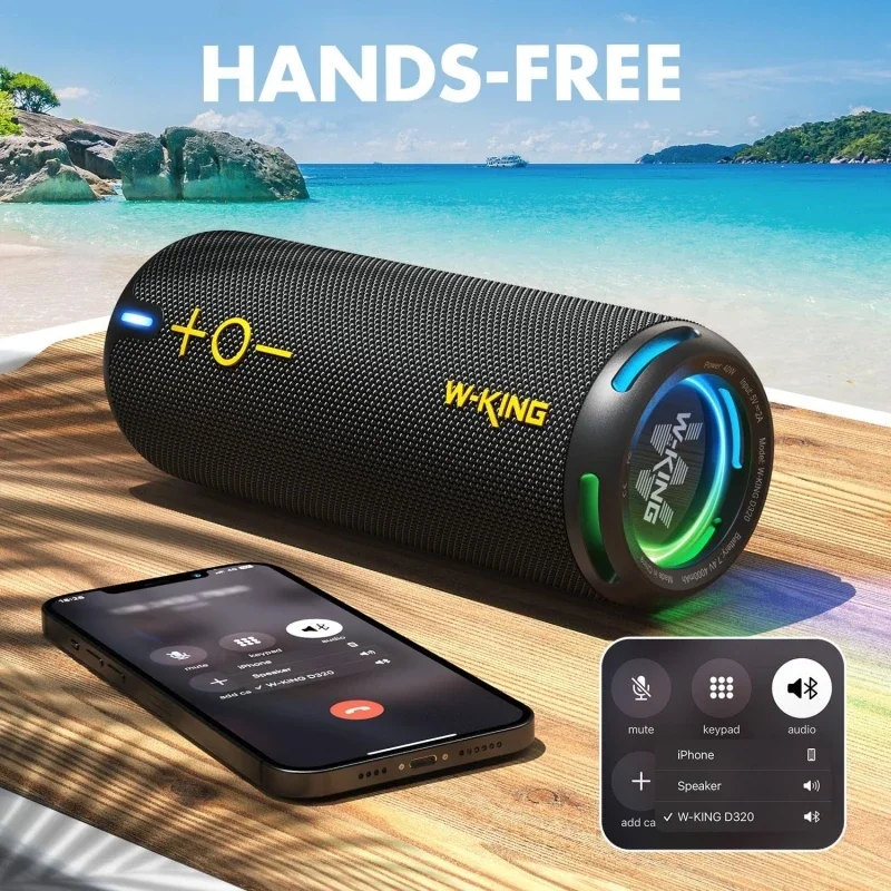 

W-King New Outdoor Portable Wireless Bluetooth Stereo Speakers IP67 Waterproof Design Stereo Subwoofer Hands-Free Call/AUX/TF