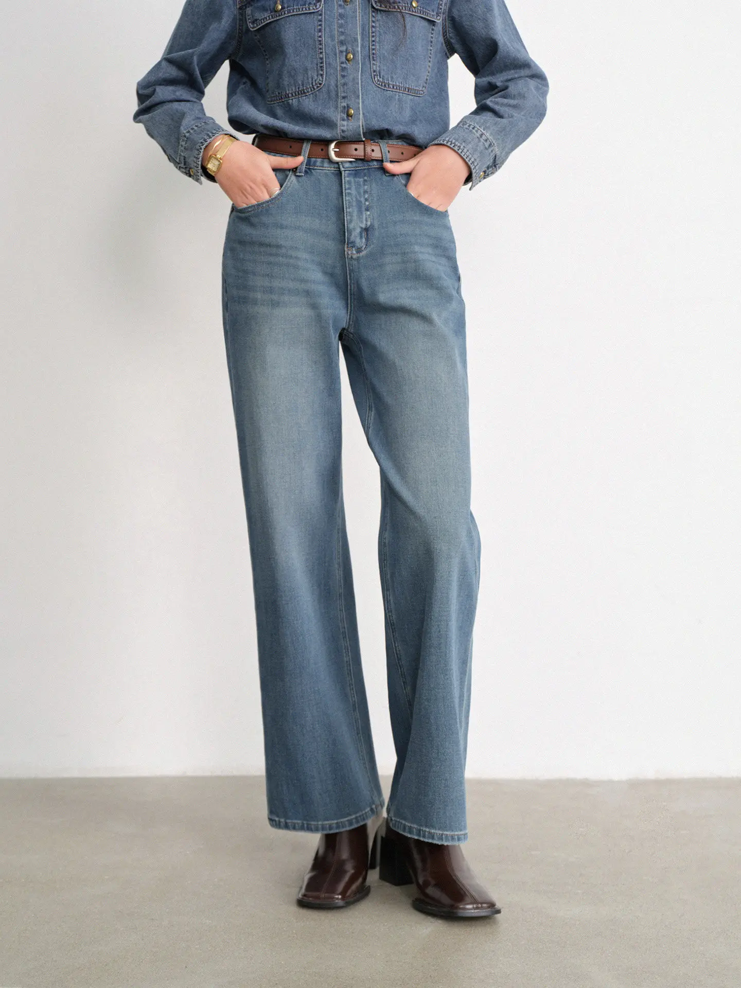 الرجعية غسلها الدينيم السراويل للنساء سيدة منتصف عالية الخصر مستقيم الساق الجينز فضفاضة تناسب عارضة السراويل الطويلة الربيع الزي اليومي