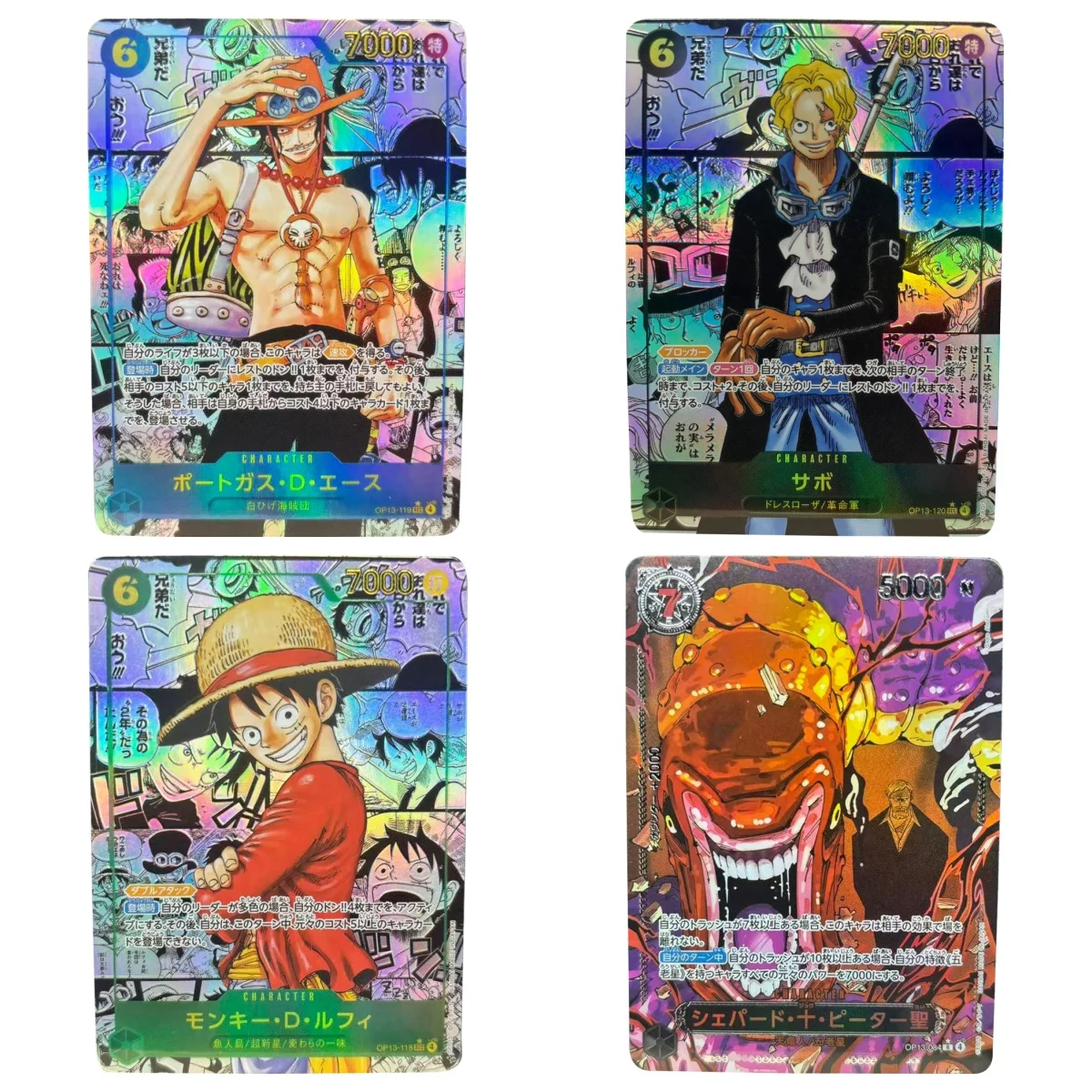 

One Piece Collection Cards Five Elders Shanks Monkey D. Luffy Sabo Diy Self Made Game Anime Cards Hot Stamping Process