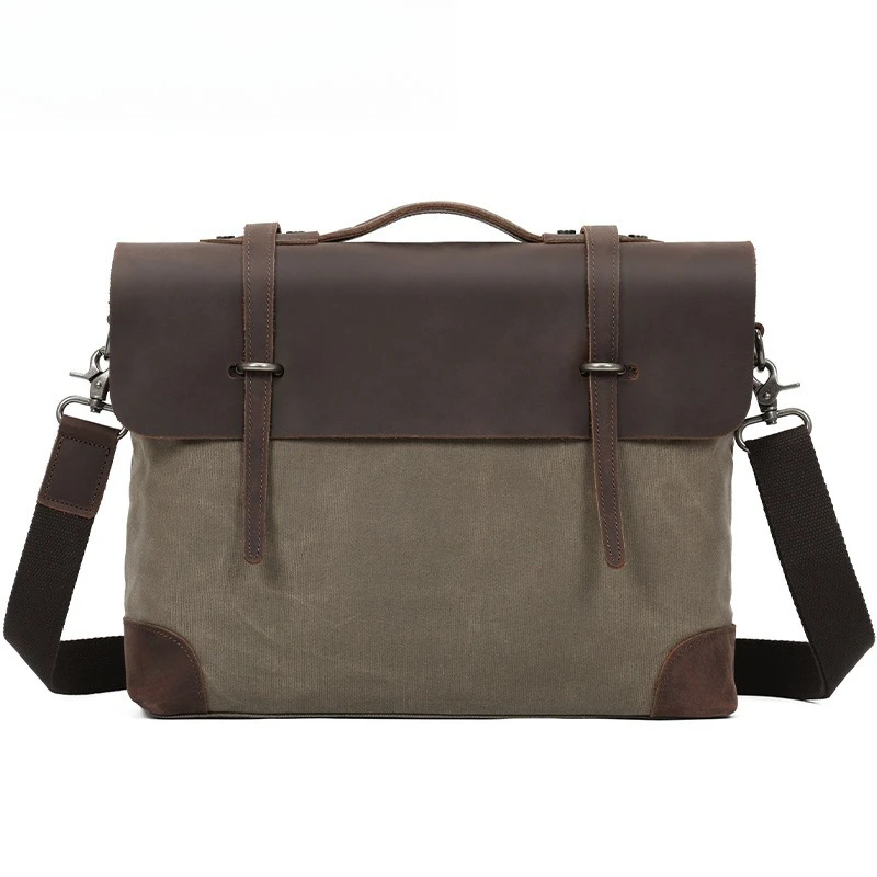 

Men Vintage Canvas Leather Messenger Bag Men Shoulder Bag Men Tote Handbag Briefcase Crossbody Bag Sling Сумка Мужская На Плечо