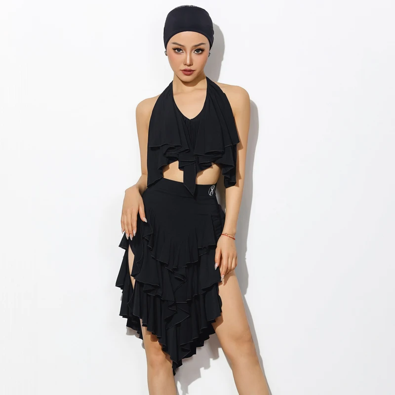 

Fashion Adults Latin Clothing Women Ruffled Latin Dance Performance Costumes Sexy Chacha Salsa Latin Dance Suits DQS19998
