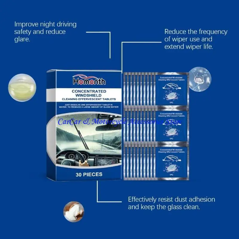 

G5AD 30pcs Car Glass Cleaner Tibles Uprgades для отталкивания воды и анти тумана