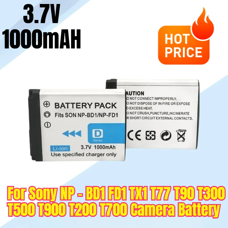 

3.7V 1000mAH for Sony NP - BD1 FD1 TX1 T77 T90 T300 T500 T900 T200 T700 Camera Battery