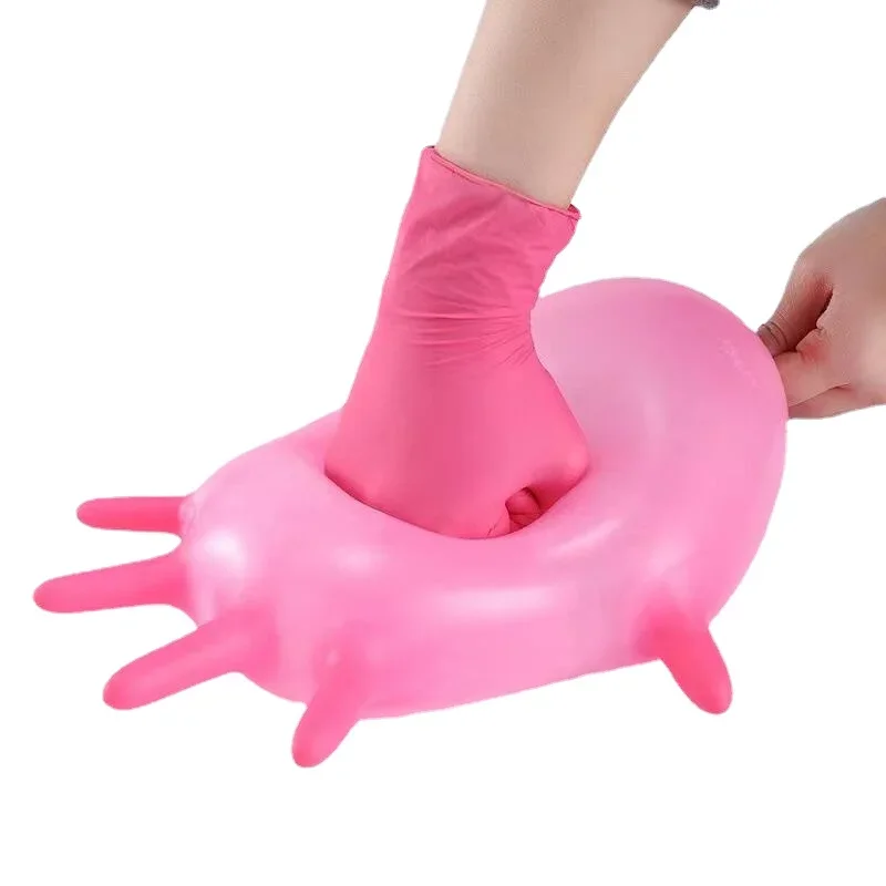 Guanti in Nitrile monouso rosa da 50 pezzi guanti da donna piccoli senza lattice per la pulizia dei guanti da tatuaggio per parrucchieri di bellezza
