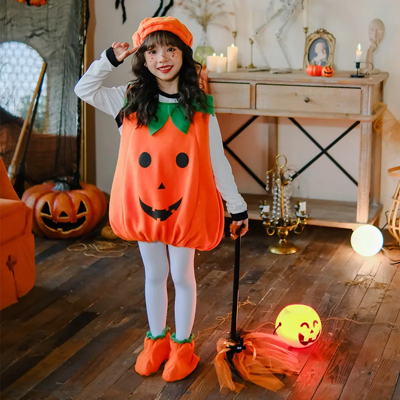 

Halloween Pumpkin Costume Children's Cosplay Costumes Pumpkin Baby Sleeveless Children's Dresses Stage Performance Costumes