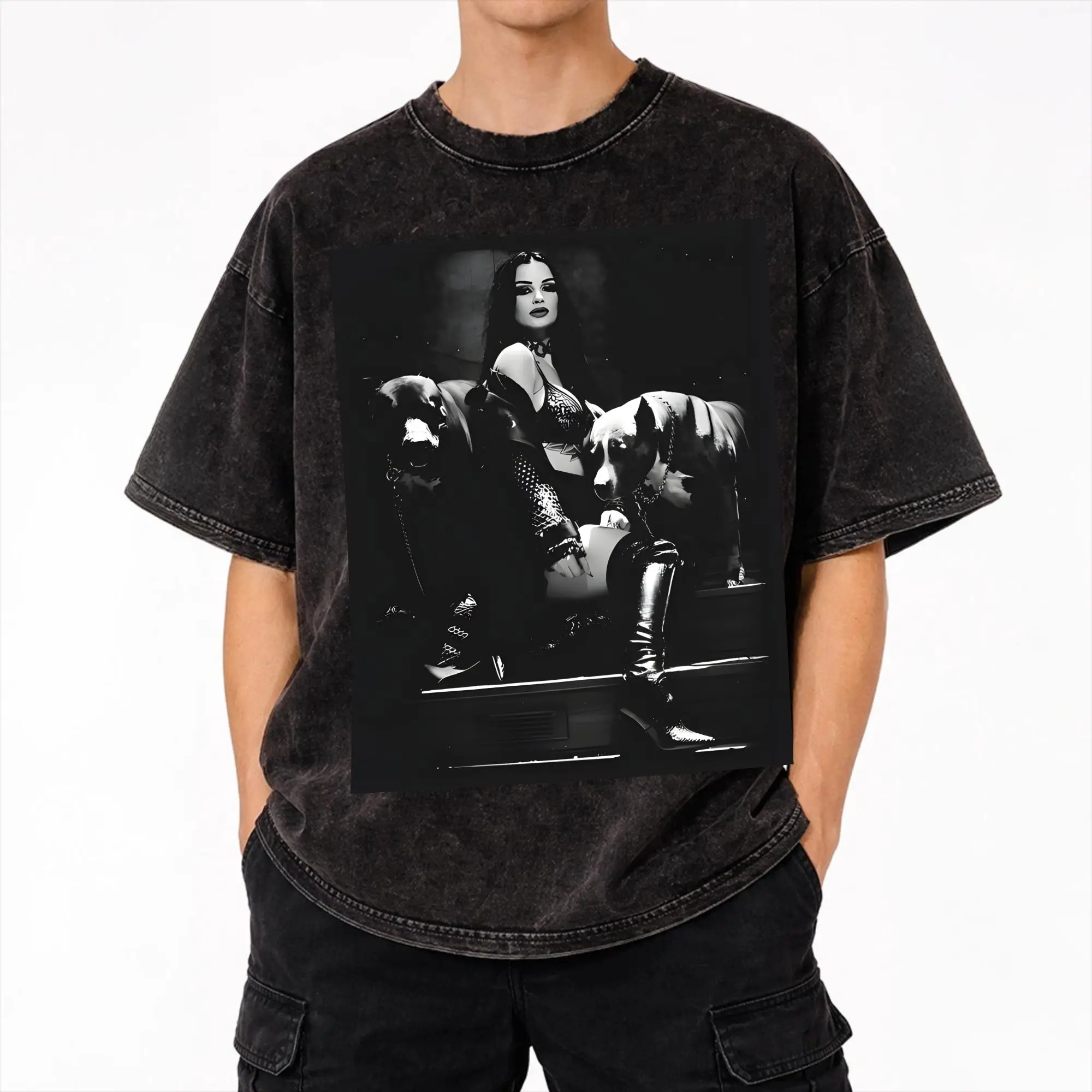 Harajuku Washed Shirt Saraya Paige Wrestling Wrestler Merch Fashion T-Shirts Streetwear Short Sleeve Summer Tops Tees