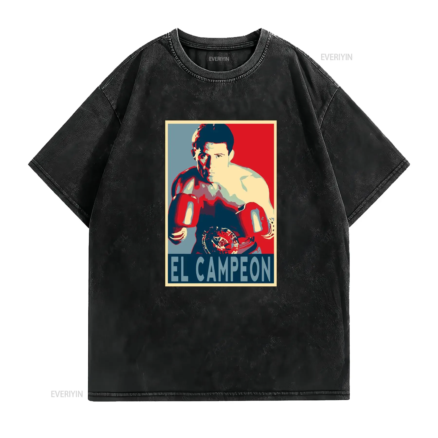Julio Cesar Chavez El Campeon Men's Black T Shirt Size S 5XL vintage Washed Casual Top For Everyday Wear Breathable streetwear