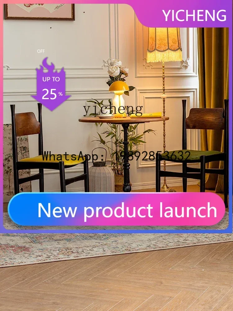 

6 Peacock Chair Home Nordic Solid Wood Mid-Ancient Dining Chair Simple Retro Coffee Shop Dining-Table Chair Furniture