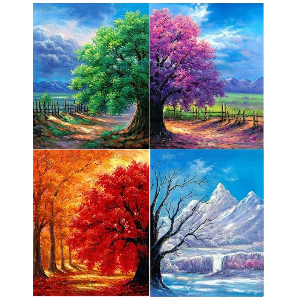 Quattro stagioni albero 5D pittura diamante pieno perline ricamo diamante immagine mosaico nuovi kit punto croce fai da te paesaggio decorazioni per