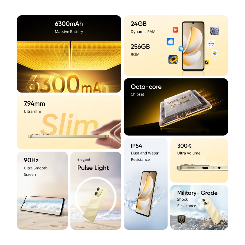 [العرض الأول في العالم] هاتف ذكي Realme Note 70 بشاشة 6.74 بوصة 90 هرتز وبطارية 6300 مللي أمبير في الساعة وشحن 15 وات وكاميرا AI بدقة 13 ميجابكسل UNISOC T7250
