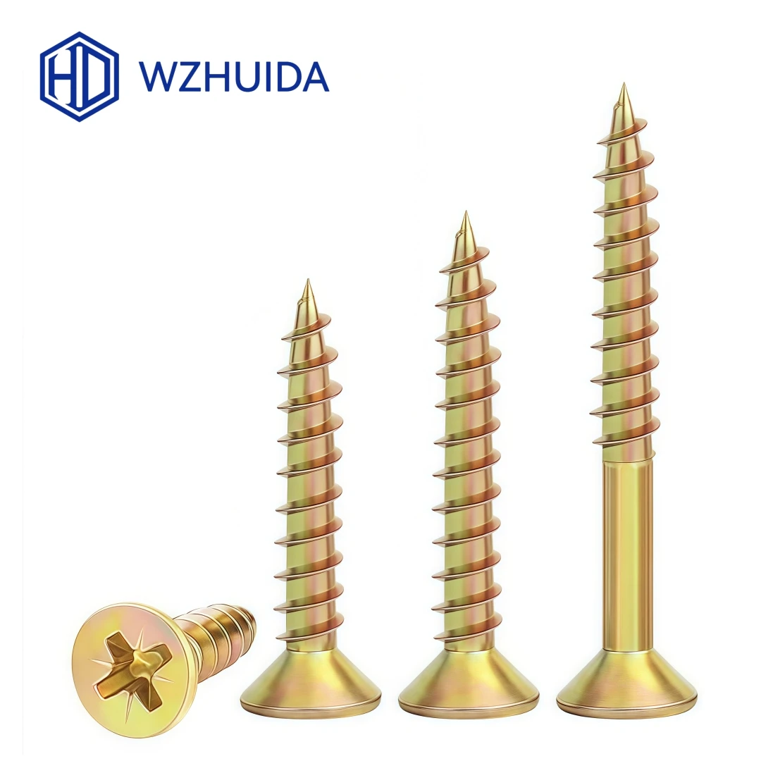 M3 M3.5 M4 M5 Cross Flat Head Wood Screws Construction Screws Yellow Zinc Plated Self Tapping Wood Screws For Cabinet Fiberboard