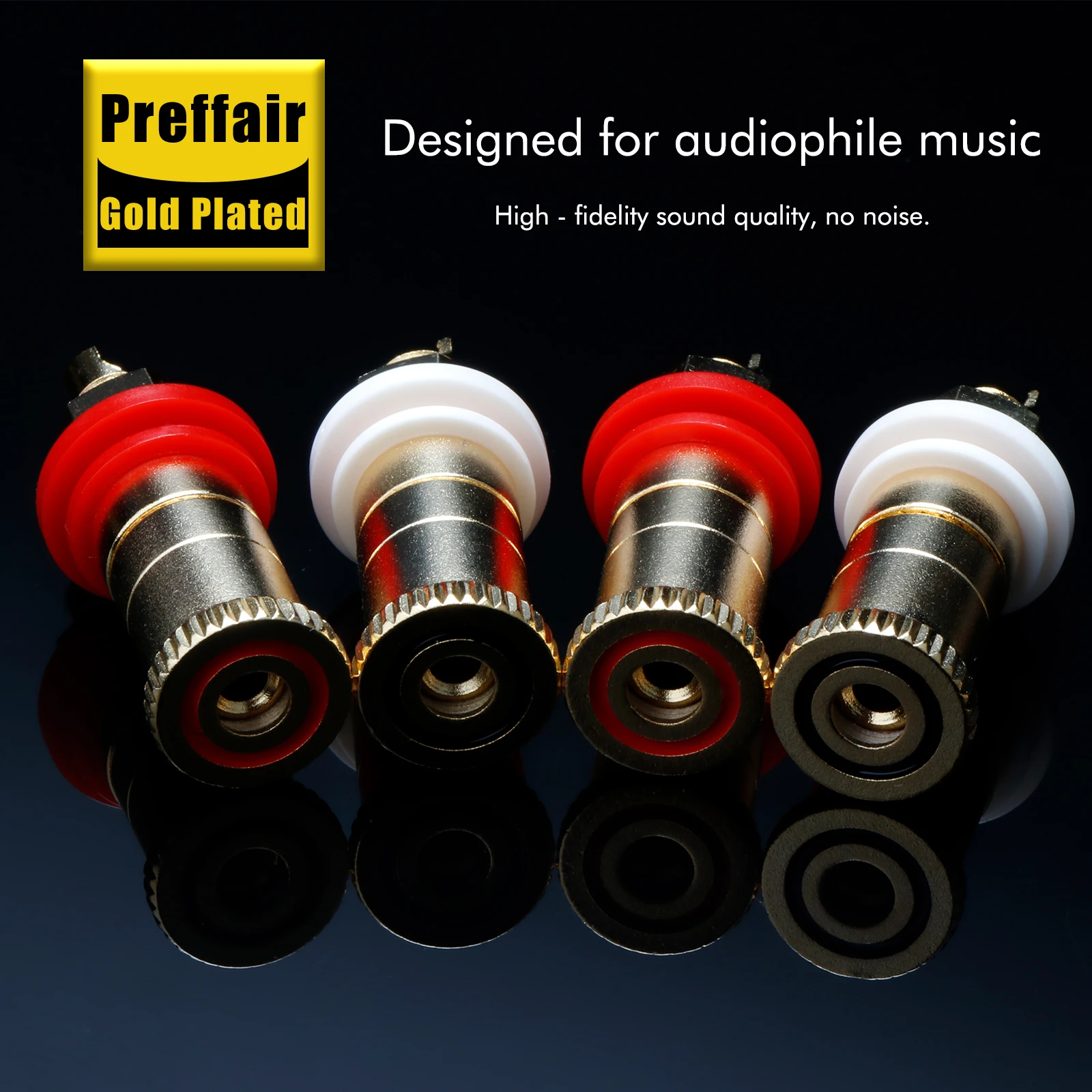 Preffair 24K Gold-plated Speaker Binding Posts Terminal Connectors Professional HiFi Amplifier Audio Speaker Cable