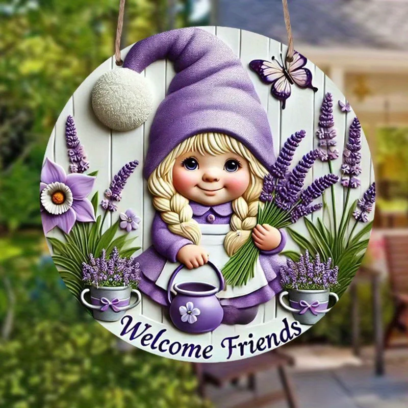 A Classic Wooden Welcome Sign with Lilies And Butterflies, 2D Farm Wall Hanging, Multifunctional Indoor/Outdoor Decoration, Fami