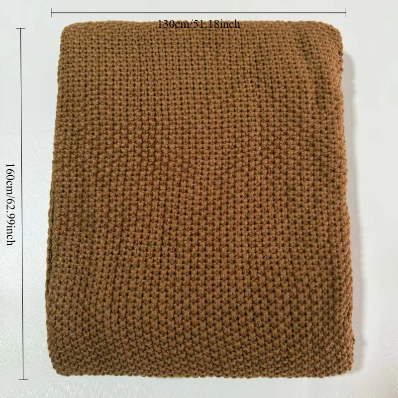 Chunky Knit Blanket With Fringe Office Nap Throw Cozy Sofa Yarn Cover