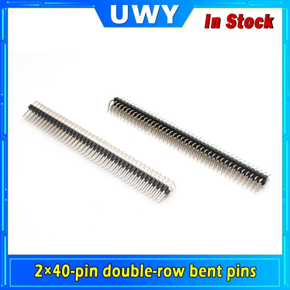 10PCS 2×40Pin Double Row Bent Pin Header 2.54mm Pitch Right Angle Pin Header Connector Strip