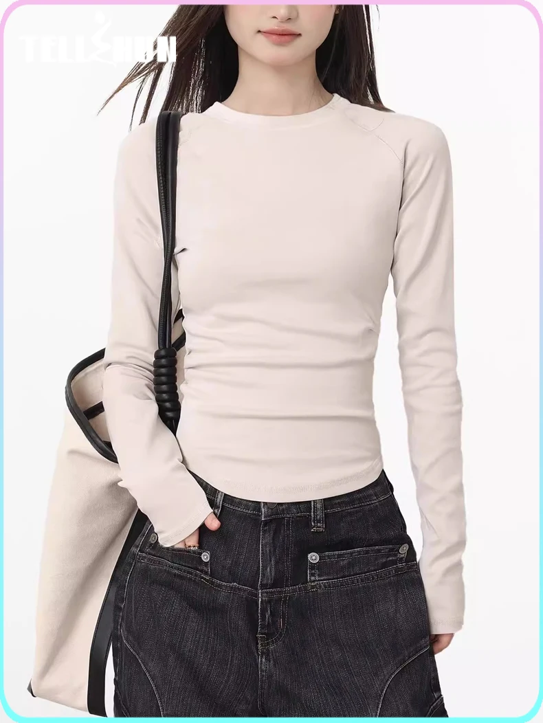 Long Sleeve Cotton T-shirts For Women O-neck Spring Autumn Slim Fit Casual Pullovers Female Basic Tees Tops Streetwear traf