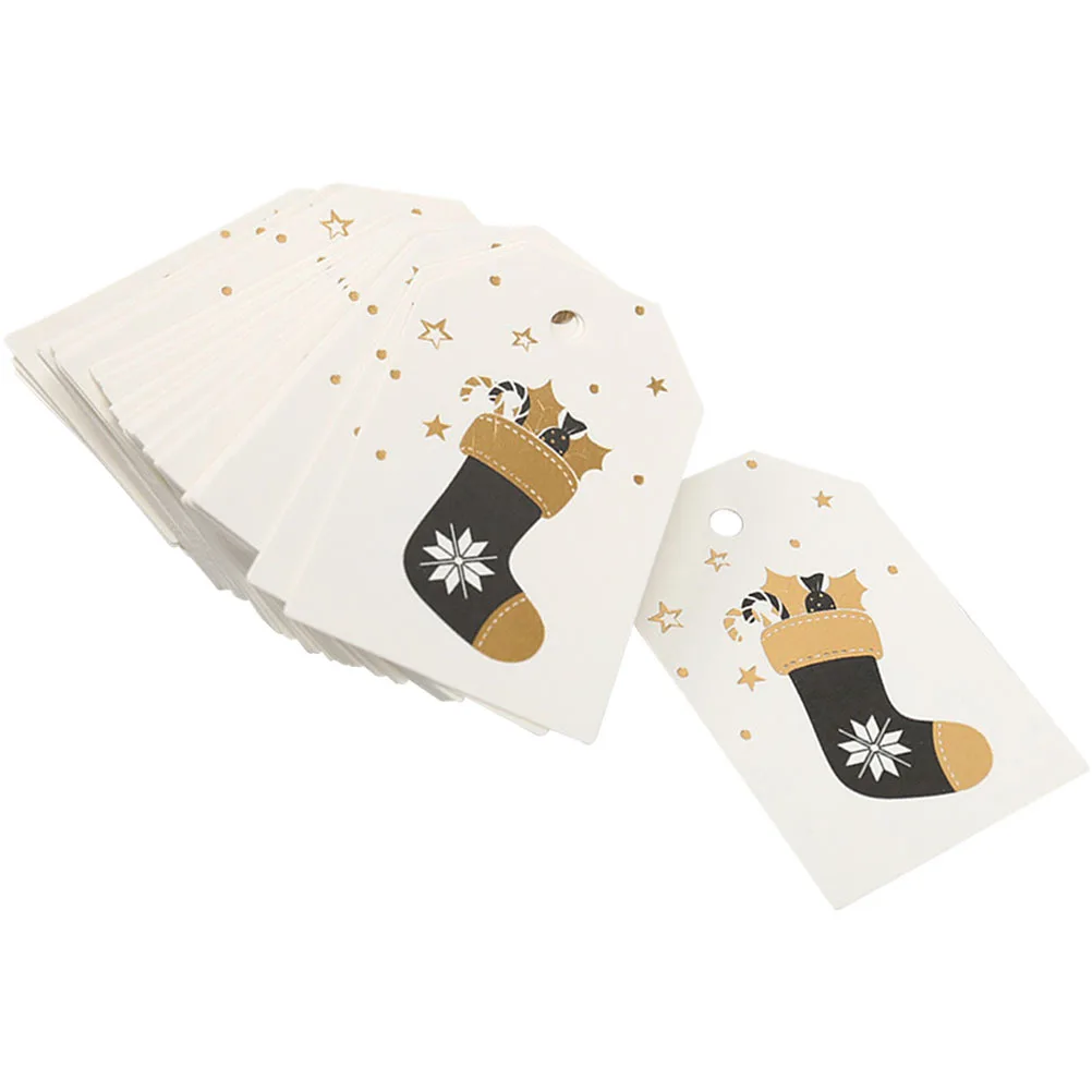 

100pcs Christmas Sock Mini Hang Tags Lightweight Paper Decor For Xmas Gift Diy Craft Party Name Cards Bookmarks Festive