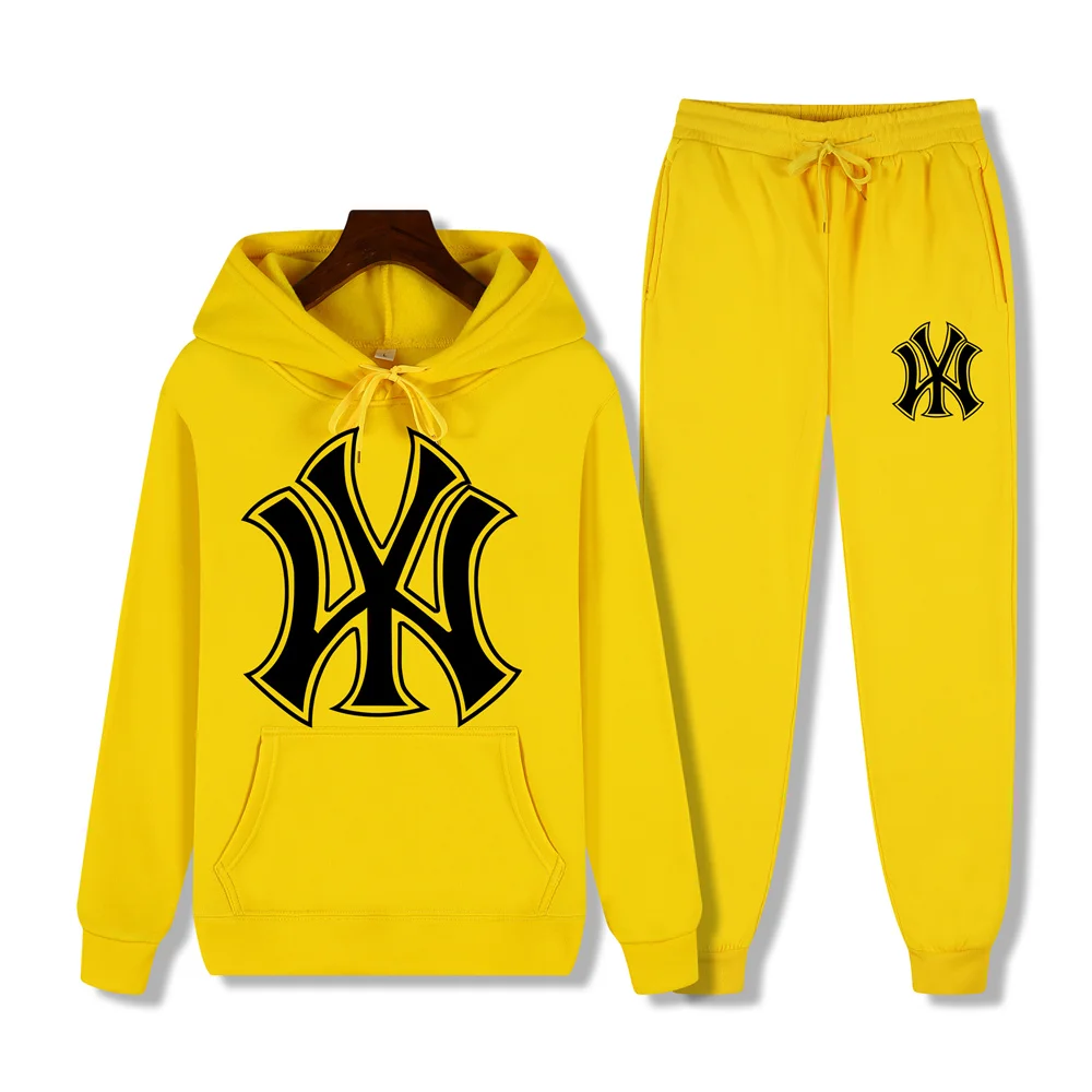 

Fashion Trend Pullovers Men Casual Design Sweatshirts Long Sleeve Hoodies + Pants 2 Pieces Sets Oversized Hooded Sportwear Suit