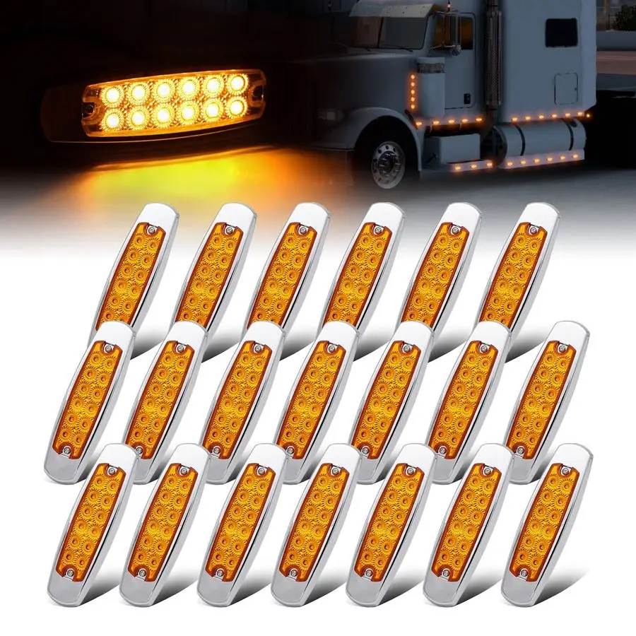 

Pcs 12V DC 6.4 Inch Amber LED Side Marker Clearance Lamp Heavy Truck Lighting 12 Diodes Trailer Truck ATV SUV Coach Surface Moun