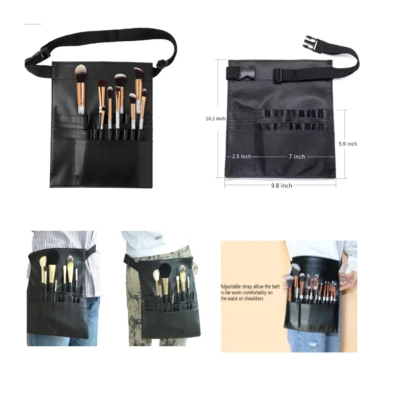 Makeup Brush Bag 22 Pockets with Handle, Professional Artist Brush Holder Organizer Case, Apron Tool Storage for Travel Cosmetic