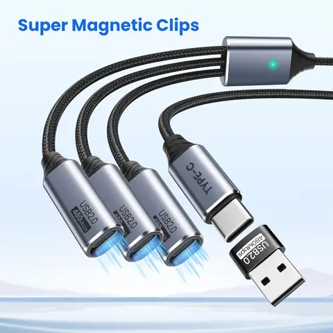 USB C 스플리터 3포트 데이터 전송용 USB 어댑터 포함 충전용 USB-C 스플리터 남성형 멀티 타입-C 여성형 케이블 PC용