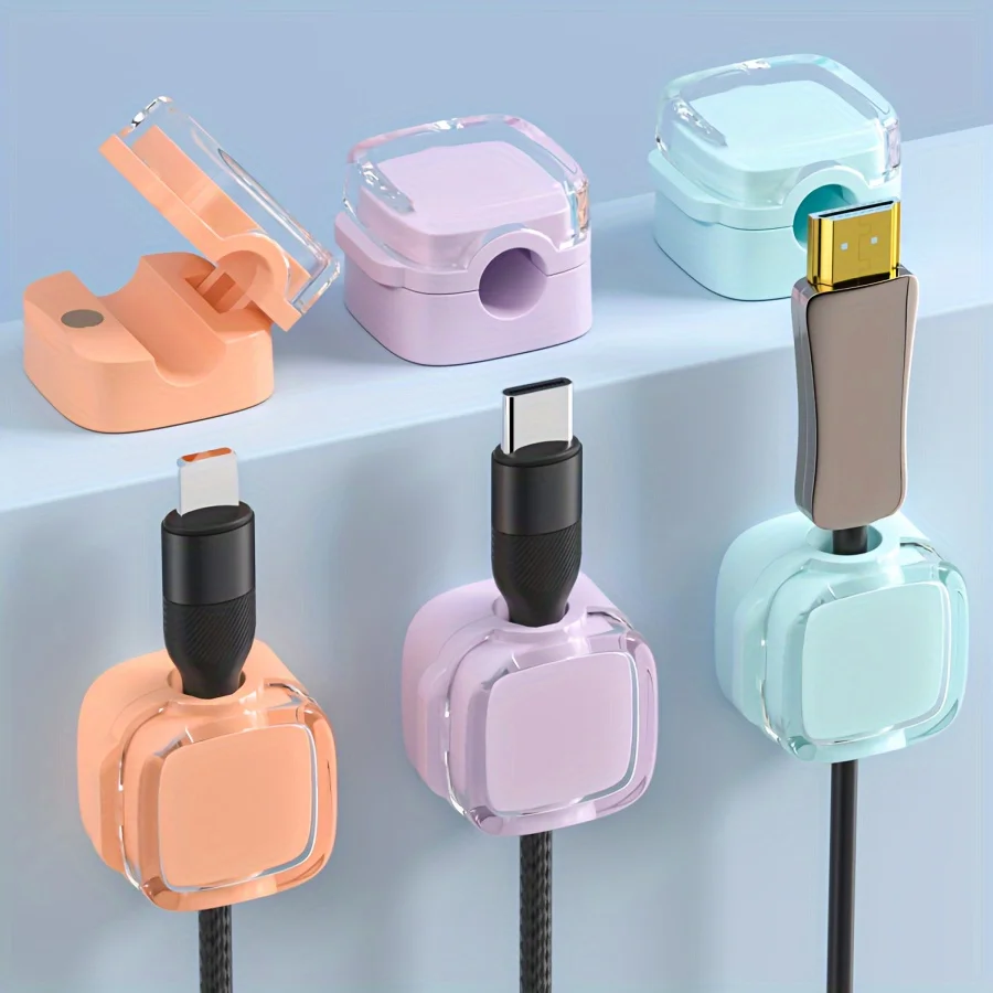 3개 프리미엄 데스크 케이블 정리 클립 - 손쉬운 USB 충전 및 데이터 라인 관리 보호 케이블을 위한 자기 디자인