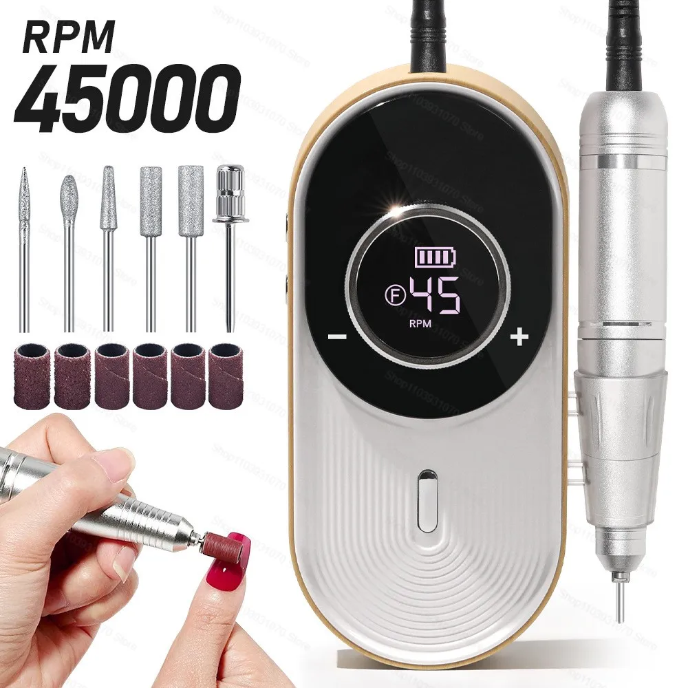 

45000 RPM Electric Nail File Motor Portable Nail Drill Machine with HD display for Nail Art Salon and Pedicure Tool