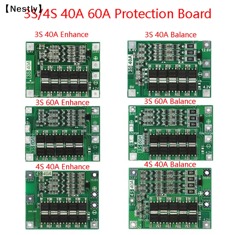 3S 4S 40A 60A Li-ion Lithium Battery Charger Protection Board 18650 BMS For Drill Motor 11.1V 12.6V/14.8V 16.8V Enhance 〔Nest〕