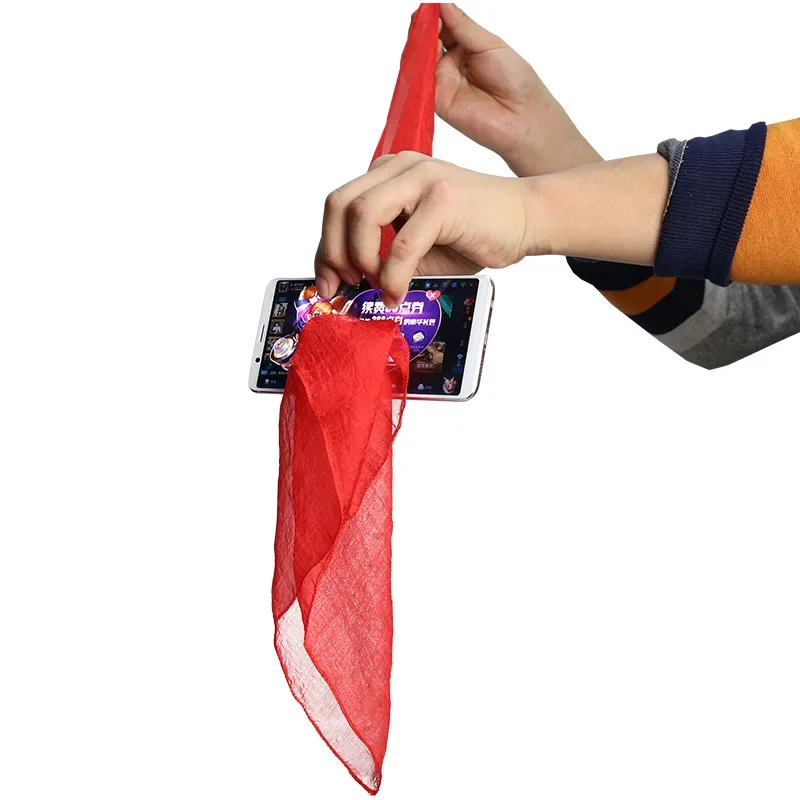 Funny Silk For Magicians Scarf Through The Phone Close-up Magic Prop Trick Toys Stage Tools