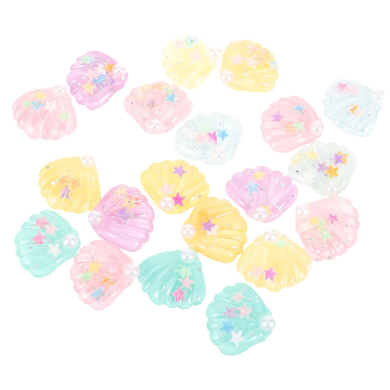 

20pcs Diy Shell Decorations Handmade Jewelry Headdress Ornaments Crafts Supplies Pearl Decor Mixed Color For Kids Girls Xmas