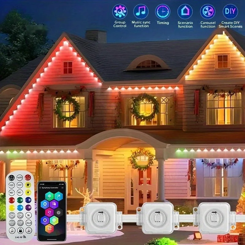 

Smart Application LED Outdoor Eaves Light, IP67 Waterproof, DIY Scenarios, Ideal for Birthday and Holiday Lighting