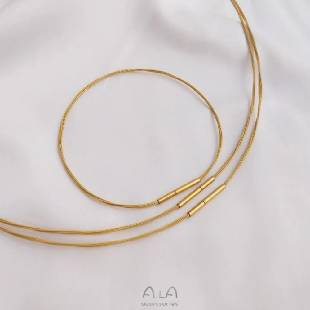 

Japanese Gold Silk Non-fading Collarbone Chain Collar Gold Universal Bracelet Necklace Collar Pendant Lanyard Thin Ring Bracelet