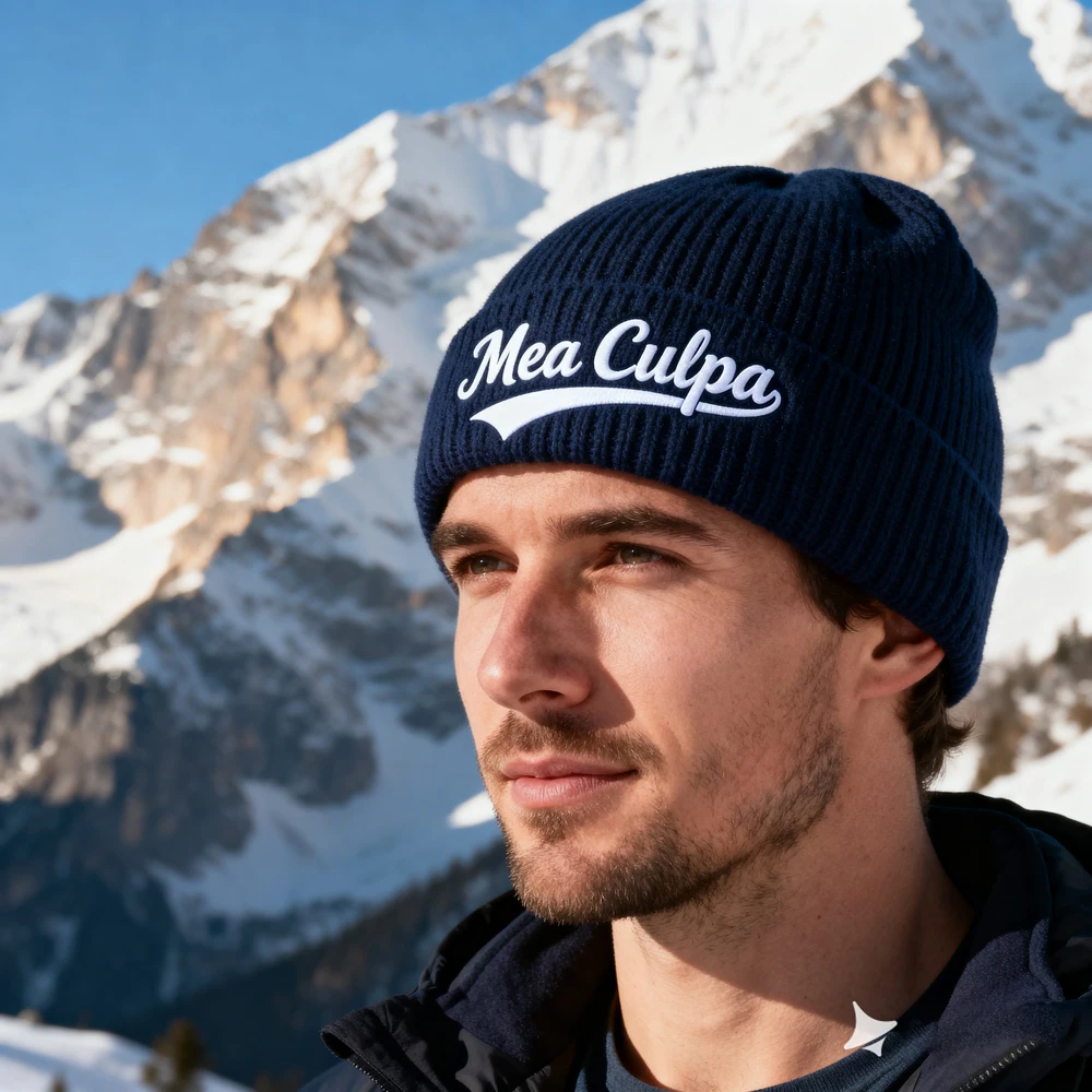1pc'MEA CULPA' Gorro bordado Gorro de invierno ligero y elástico suave para hombres y mujeres, moda hip hop al aire libre