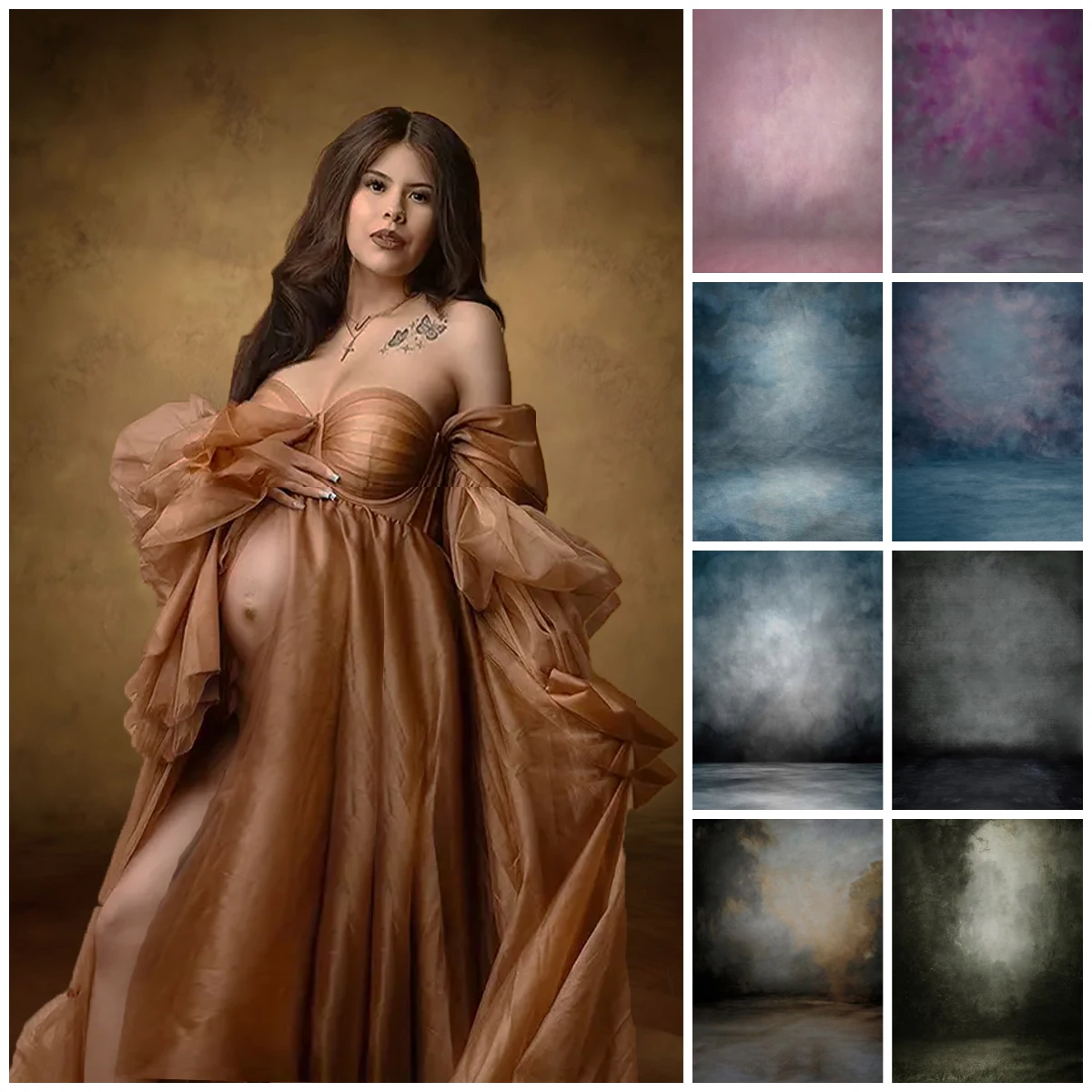 

Abstract Gradient Photography Backdrop Professional Solid Color Gradient Pregnant Portrait Vinyl Polyester Material Background