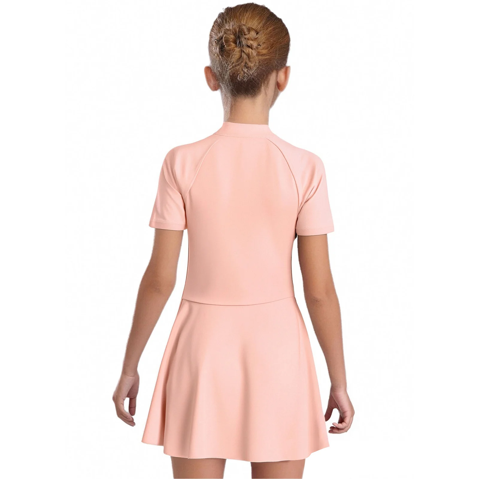 Kids Girls 2PCS Swimsuit Bathing Suit Short Sleeve Letter Printed Dress with Shorts for Swimwear Swimming Vacation Beachwear