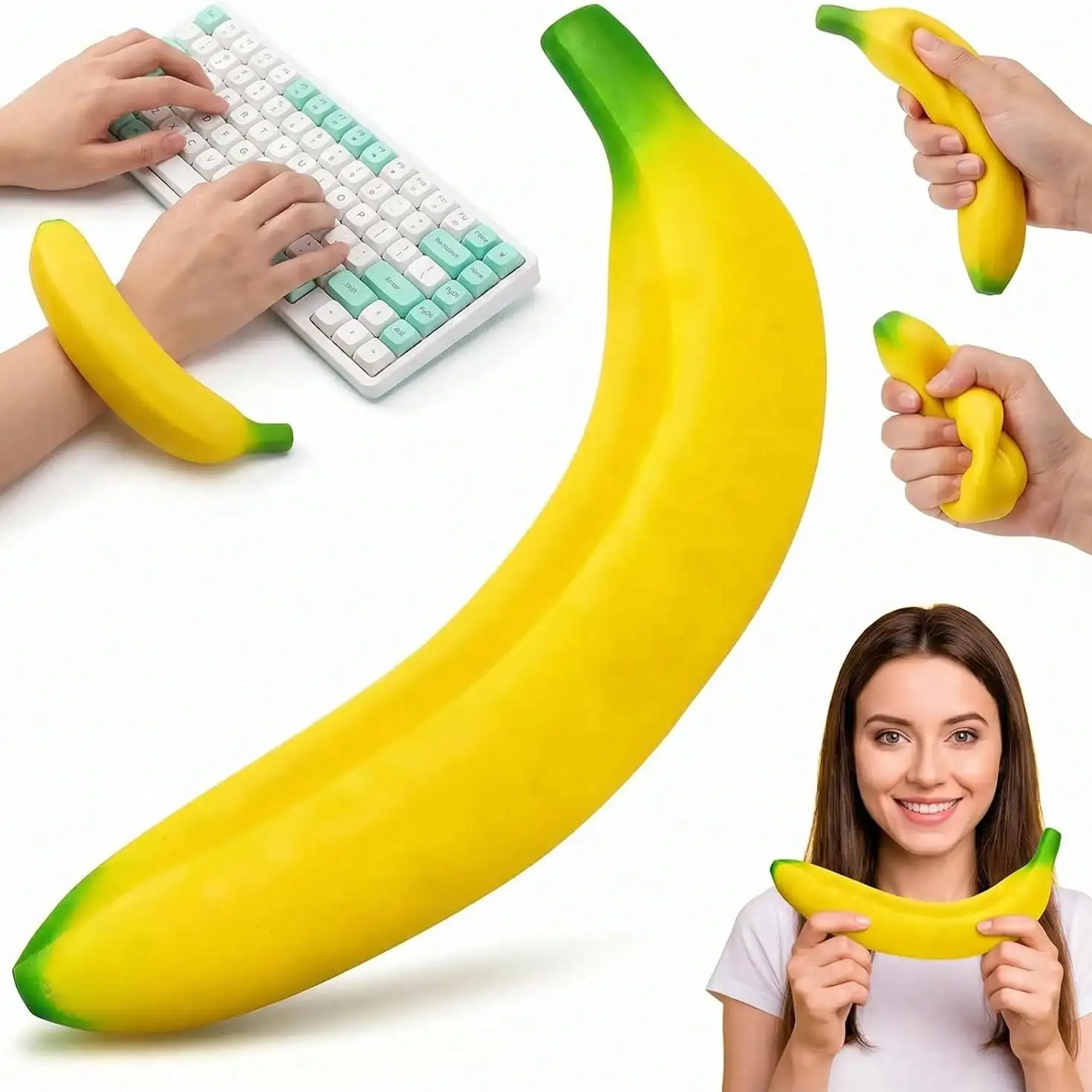 

2026 New Giant Banana Squishy Toy, 7-Inch Soft Giant Banana Squishy, PU Foam Banana Stress Relief Toy, Suitable For Work And Daily Relaxation