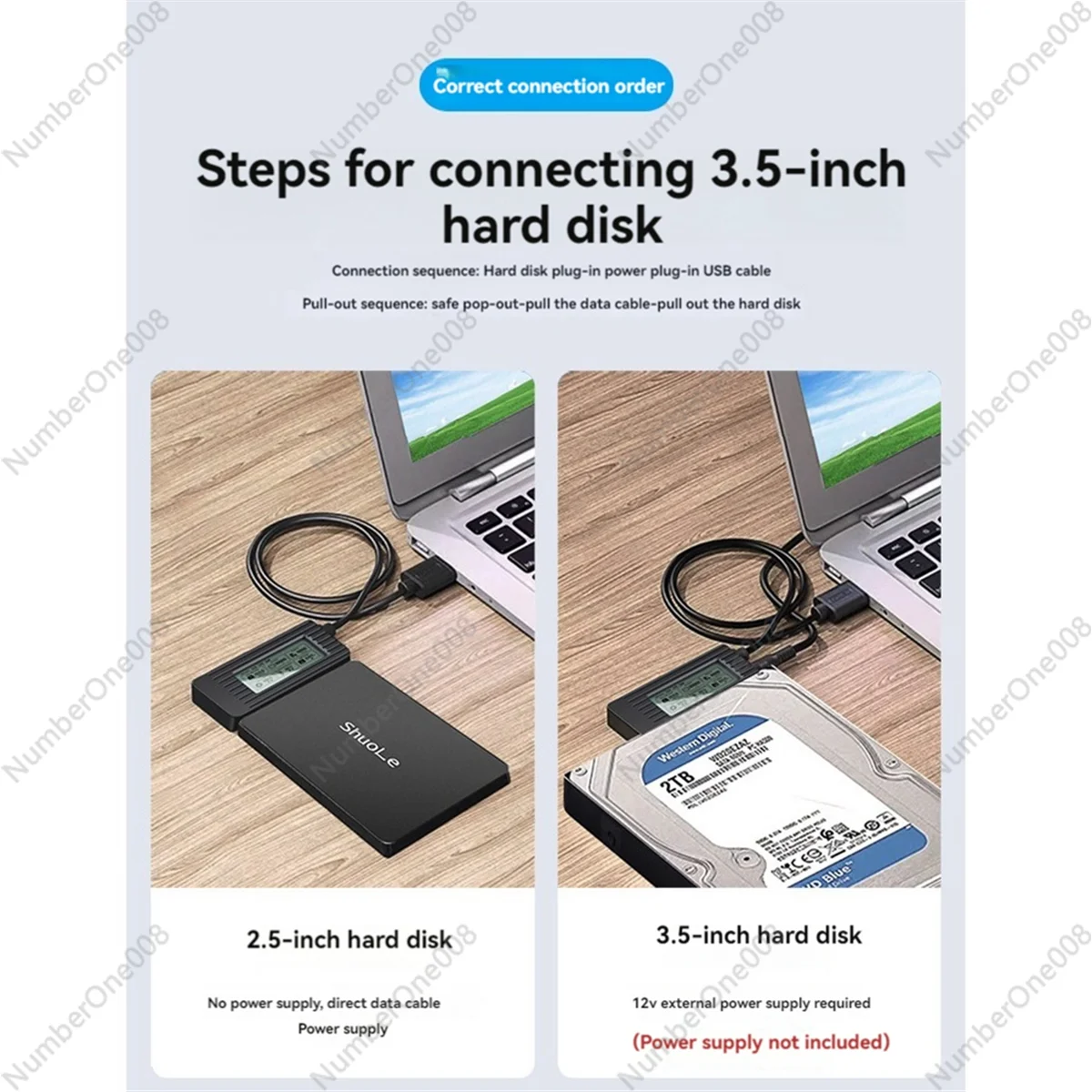 أفضل حافظة القرص الصلب ShuoLe USB 3.1 مقاس 2.5/3.5 بوصة محول القرص الصلب شاشة ديجيتال ذكية كابل محرك سهل