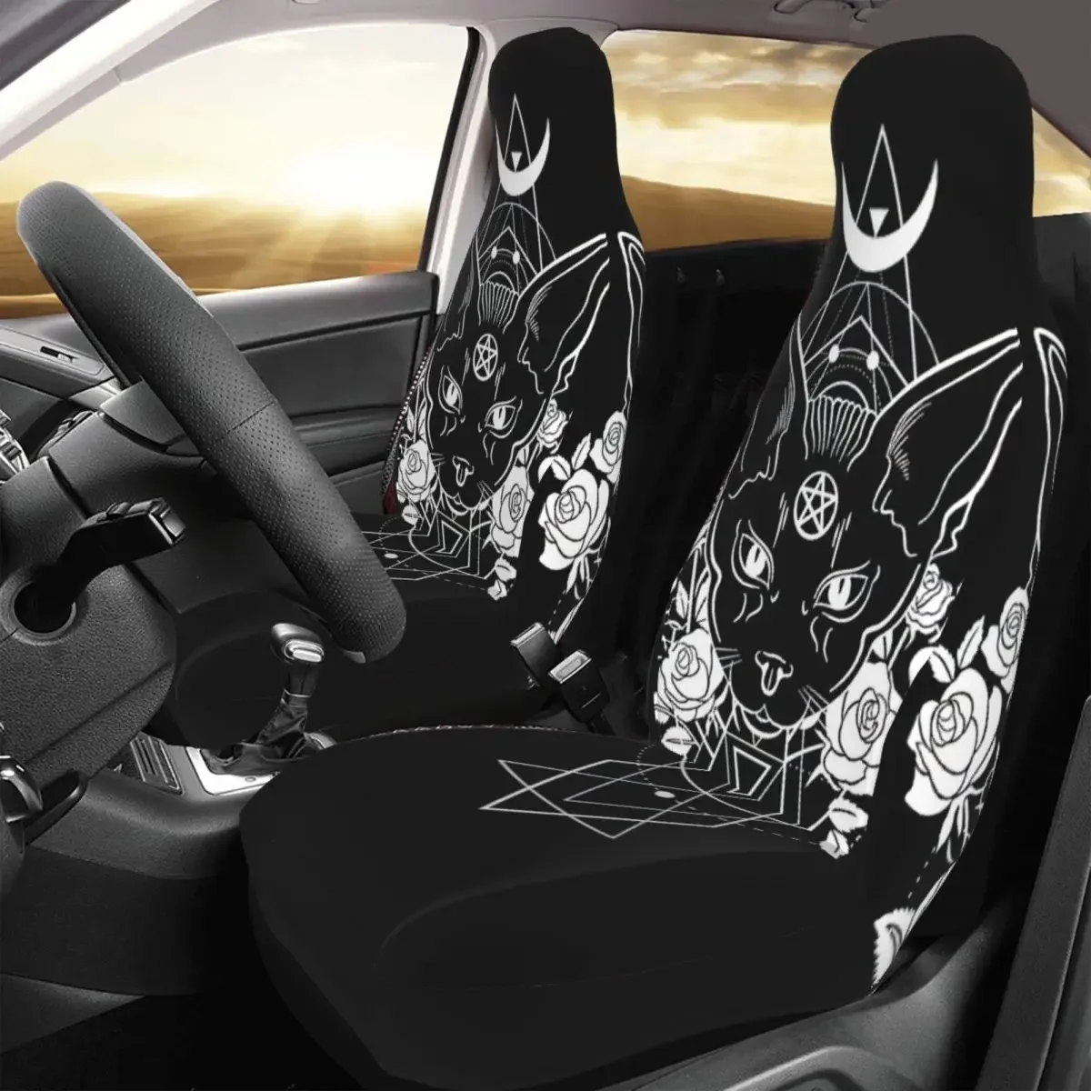 

Wicca Car Seat Cover Custom Printing Universal Front Protector Accessories Cushion Set