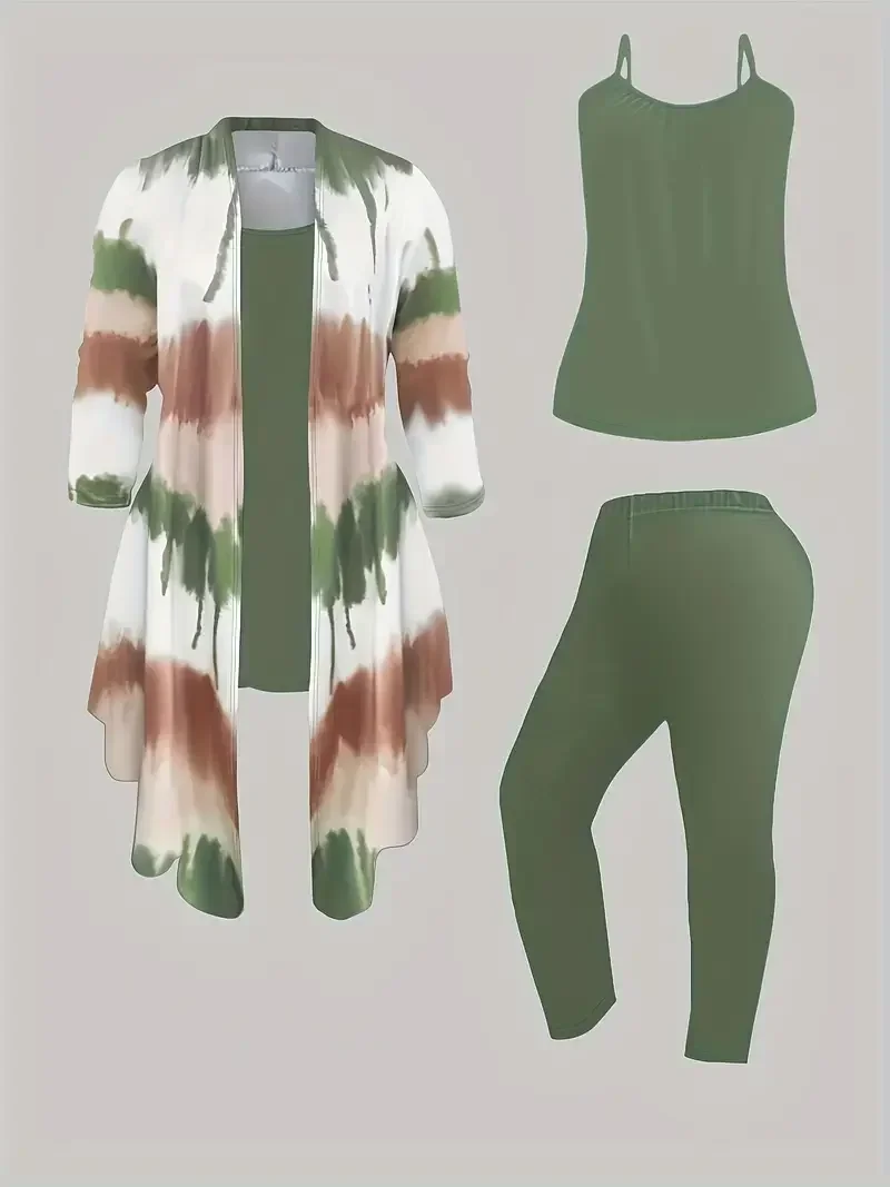 

Женский костюм размера плюс 1XL-5XL, топ, брюки с эластичной резинкой на талии, комплект женской повседневной и непринужденной одежды, однотонная майка