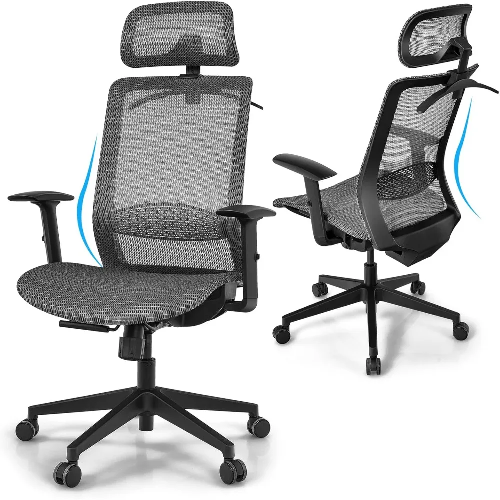 

Ergonomic Mesh Office Chair - High Back Computer Desk Tilt Lock Mesh Seat with Lumbar Support and Clothing Hanger, Executive Sw