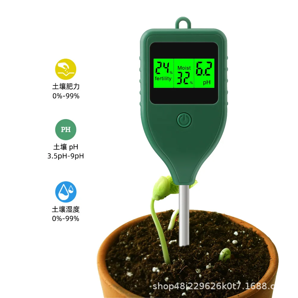 

Цифровой измеритель почвы 3-в-1 THE01862: pH-метр, измеритель плодородия и влажности почвы для садов и горшечных растений