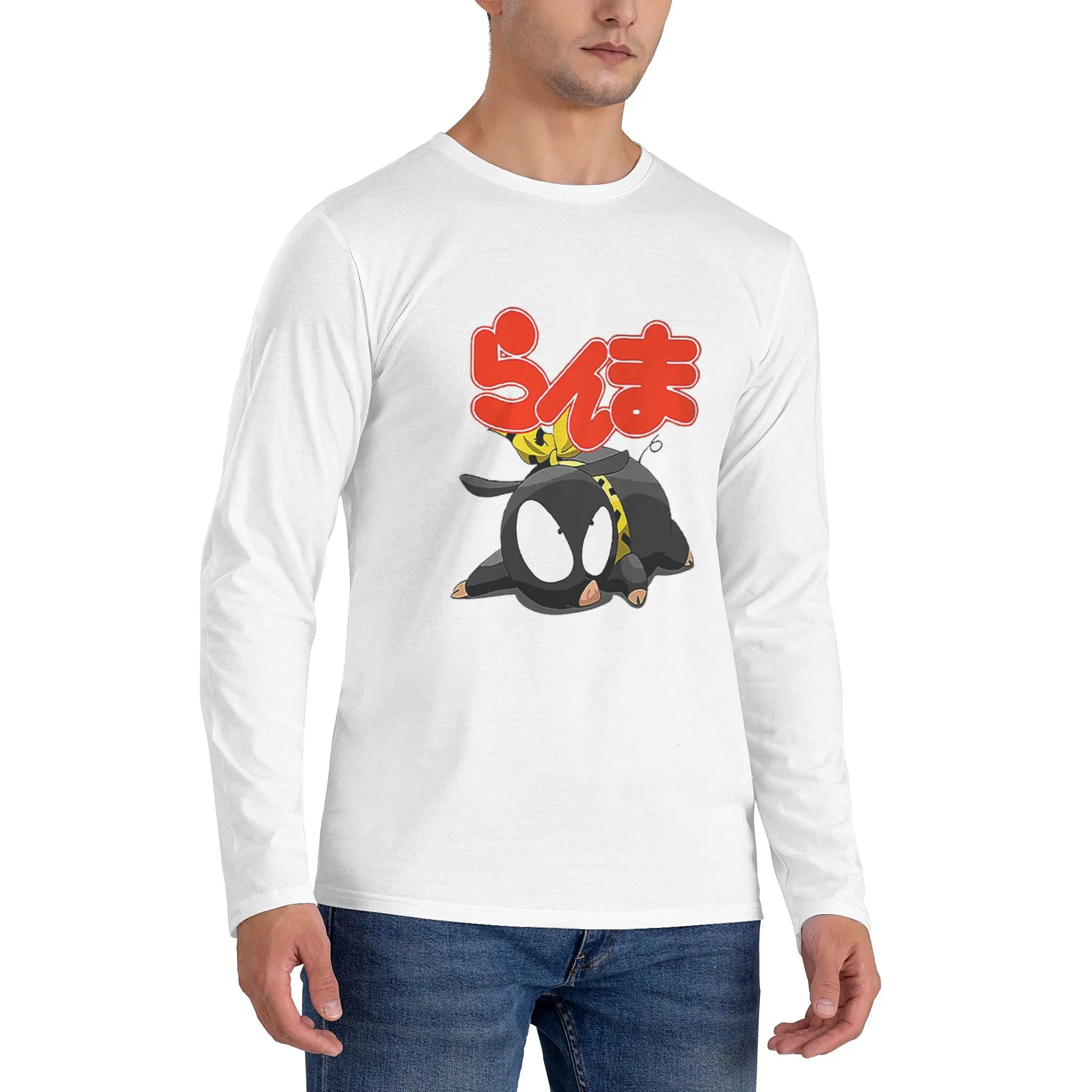 

P Chan Ranma Men's Long Sleeved T-shirt Casual Round Neck T shirts Spring and Autumn Men tops