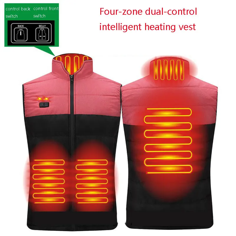 

Dual Control Four-zone USB Heating Vest For Men Women Outdoor Mountaineering Hunting Fishing Waistcoat Patchwork Thermal Clothes